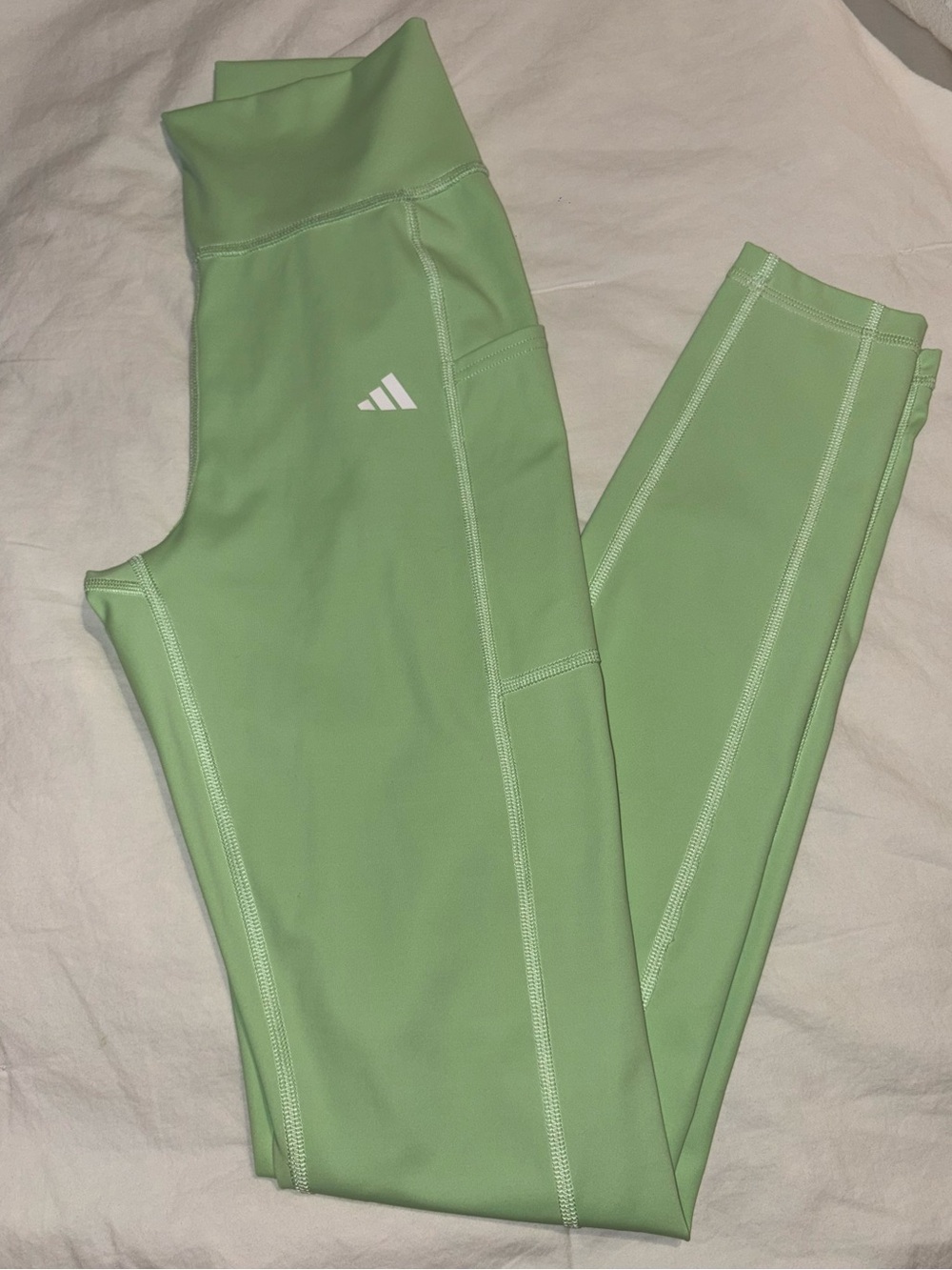 adidas Light Green High-Waist Leggings with Side Pocket